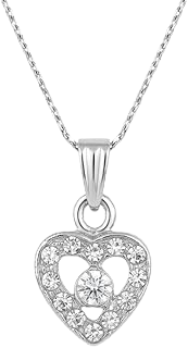 Silver Heart Necklace with Cubic Zirconia